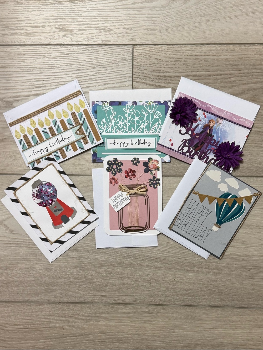 Handmade Assorted Birthday Card Set of 6